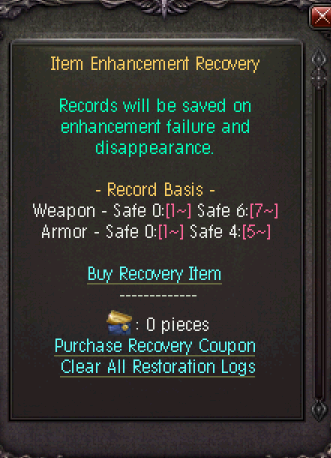 Enhancement Recovery Menu